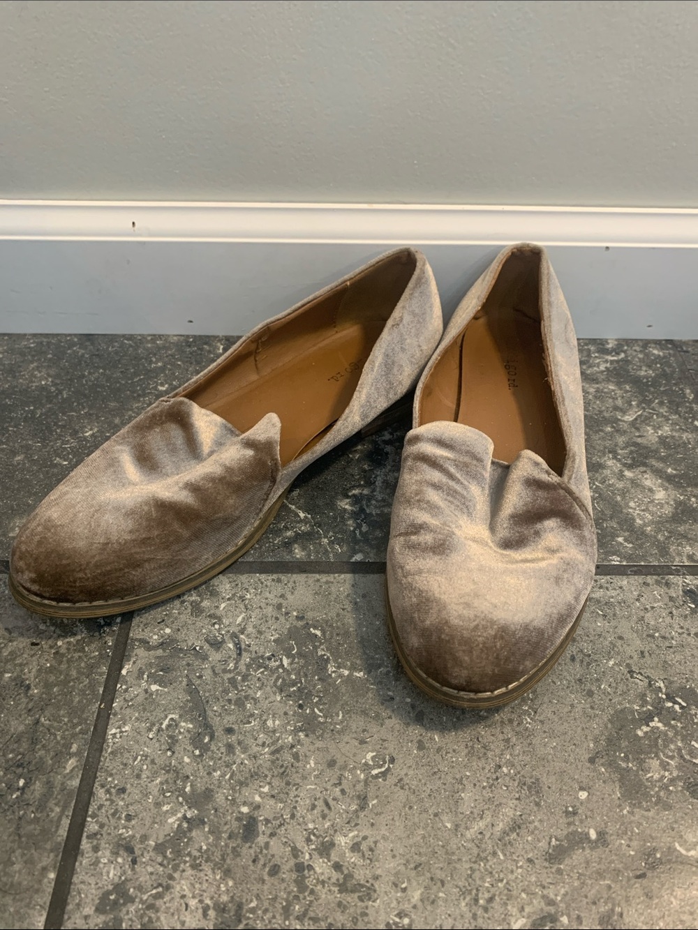 Indigo Velvet Slip-On Loafers in Taupe